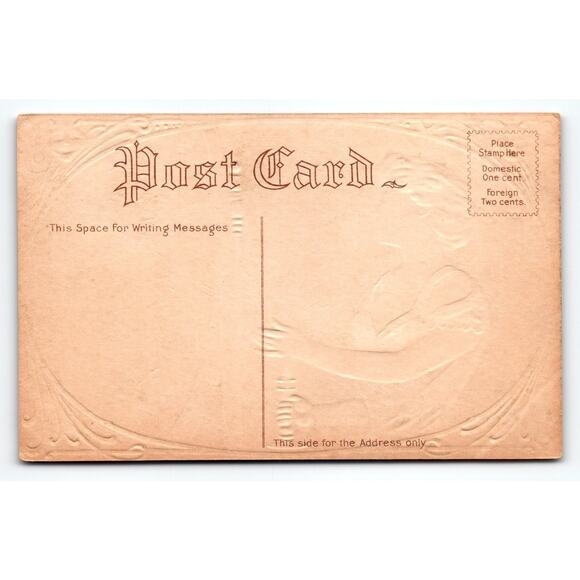 Vintage 1907-1915 Halloween Reflections Lithograph Postcard Woman Man & Mirror - Picture 2 of 2